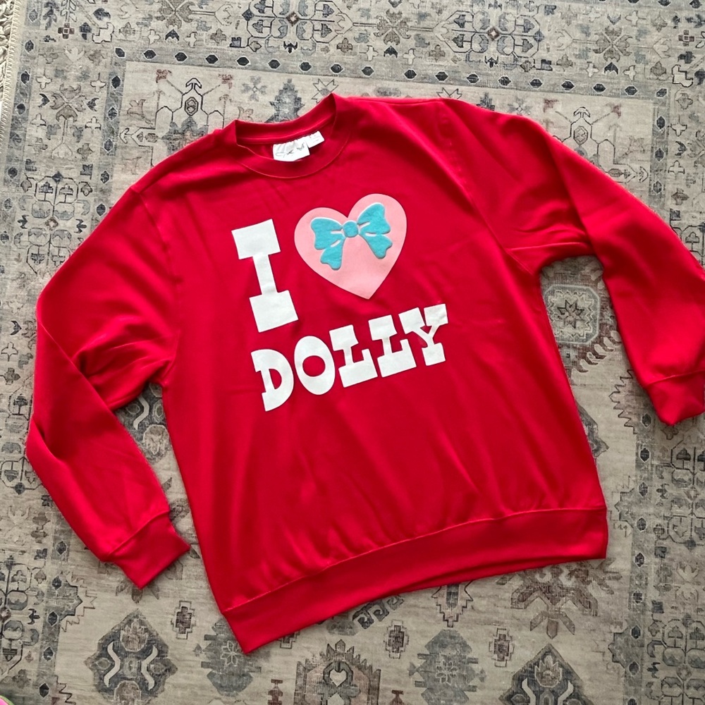 Dolly Parton I ❤️ Dolly Graphic Pullover Crewneck Women’s M Sweatshirt Bow